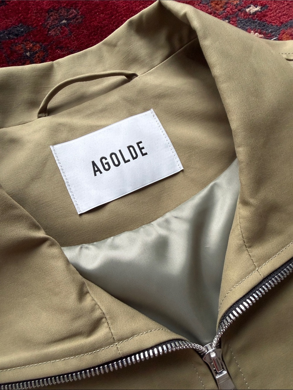 Agolde Laurie Green Bomber Cotton Jacket with toggles - Picture 2 of 10